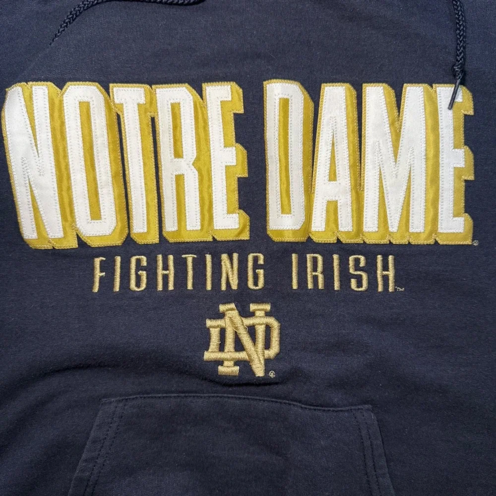 Champion Notre Dame Fighting Irish Blue Embroidered Hoodie Sweatshirt Mens S‎